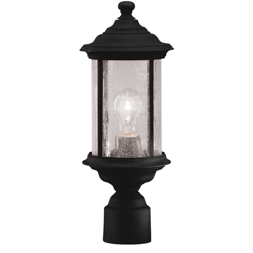 Seeded Glass Outdoor Post Light Black 16-1/2-Inch Dolan Designs