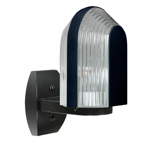 Ribbed Glass Outdoor Wall Light Black Costaluz by Besa Lighting