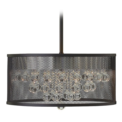 Fredrick Ramond Fiona 15-Inch Wide Metal Mesh Pendant in Black with Crystal Drops FR38901BLK