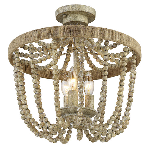 Meridian 15-Inch Semi-Flush Mount in Natural Wood & Rope by Meridian M60002-97