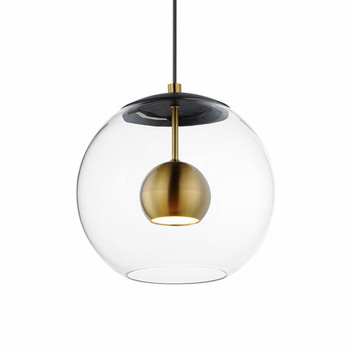 Nucleus LED Pendant in Black & Aged Brass by ET2 Lighting