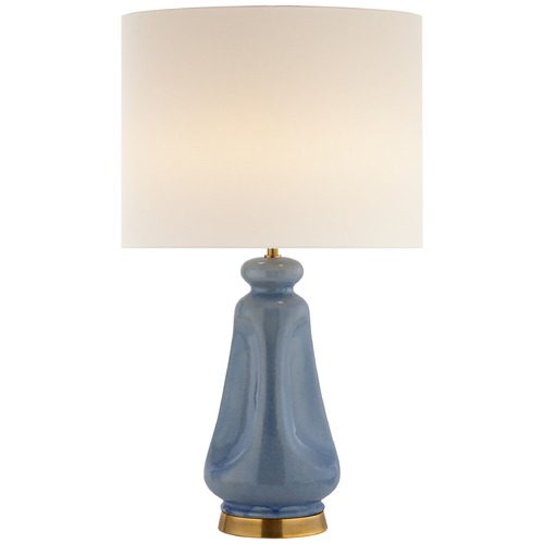 Visual Comfort Signature Collection Aerin Kapila Table Lamp in Polar Blue Crackle by Visual Comfort Signature ARN3614PBCL