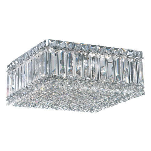 Schonbek Worldwide Lighting Quantum Polished Stainless Steel Flushmount Light