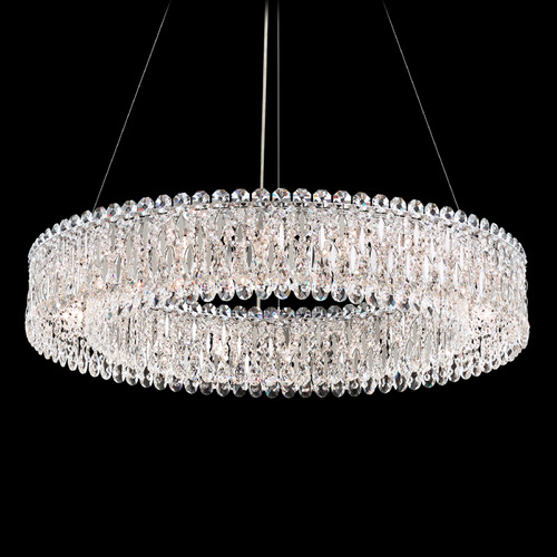 Schonbek Worldwide Lighting Sarella Polished Stainless Steel Pendant Light with Drum Shade