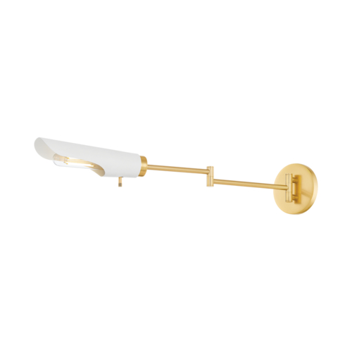 Mitzi by Hudson Valley HarperRose Wall Sconce in Aged Brass & White by Mitzi by Hudson Valley H828101-AGB/SWH