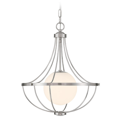 Meridian Meridian Brushed Nickel Pendant Light with Globe Shade M7047BN