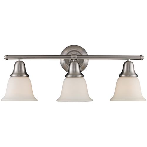 Elk Lighting Bathroom Light with White Glass in Brushed Nickel Finish 67022-3