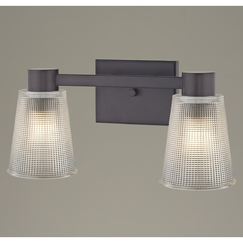 Design Classics Lighting 2-Light Prismatic Glass Bathroom Light Bronze 2102-220 GL1056-FC