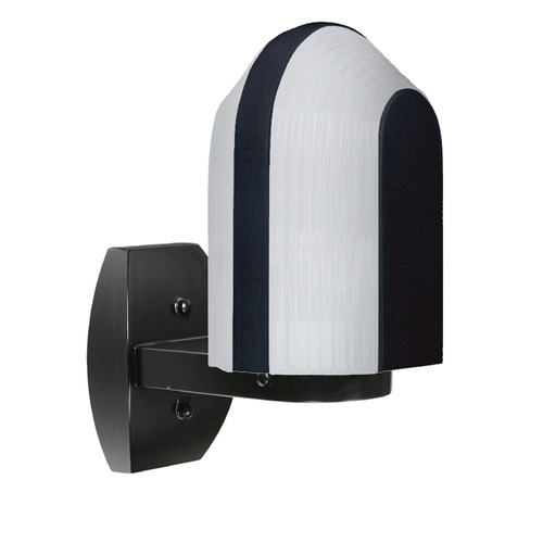 Frosted Ribbed Glass Outdoor Wall Light Black Costaluz by Besa Lighting