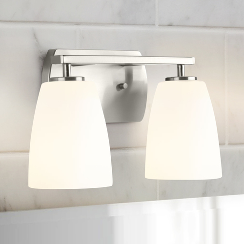 Leap Brushed Nickel 2-Light Bathroom Light by Progress Lighting