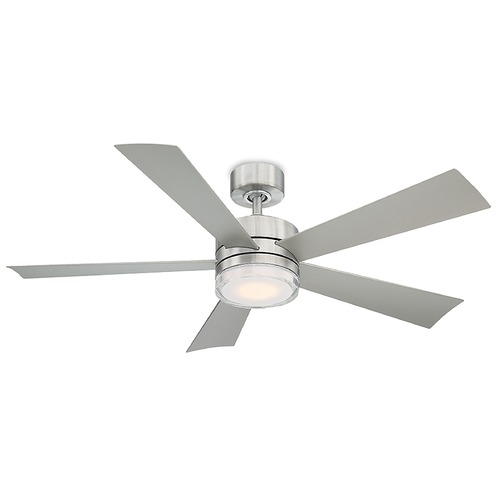Modern Forms by WAC Lighting Modern Forms Wynd Stainless Steel LED Ceiling Fan with Light FR-W1801-52L-35-SS