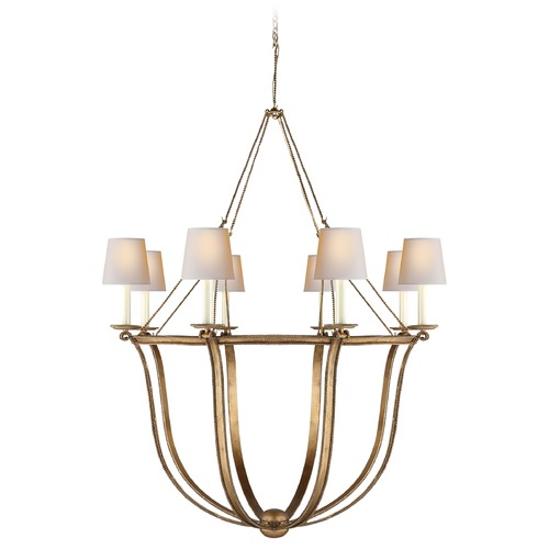 Visual Comfort Signature Collection E.F. Chapman Lancaster Chandelier in Gilded Iron by Visual Comfort Signature CHC1577GINP