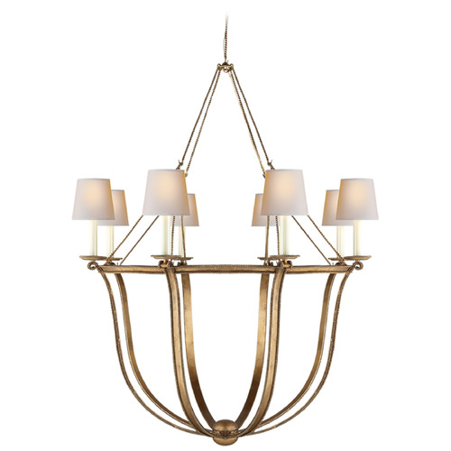 Visual Comfort Signature Collection E.F. Chapman Lancaster Chandelier in Gilded Iron by Visual Comfort Signature CHC1577GINP