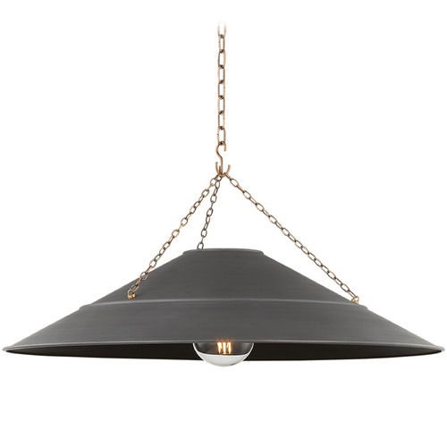 Troy Lighting Arcane Patina Brass & Graphite LED Pendant Light with Coolie Shade