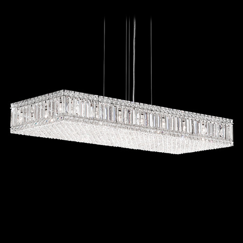 Schonbek Worldwide Lighting Quantum Polished Stainless Steel Island Light with Rectangle Shade