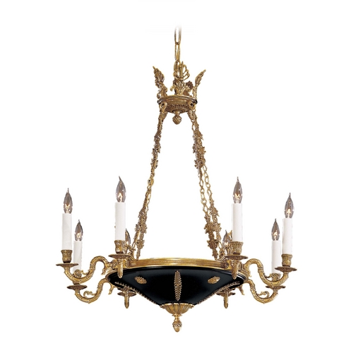 Chandelier in Dore Gold & Black Accents by Metropolitan Lighting