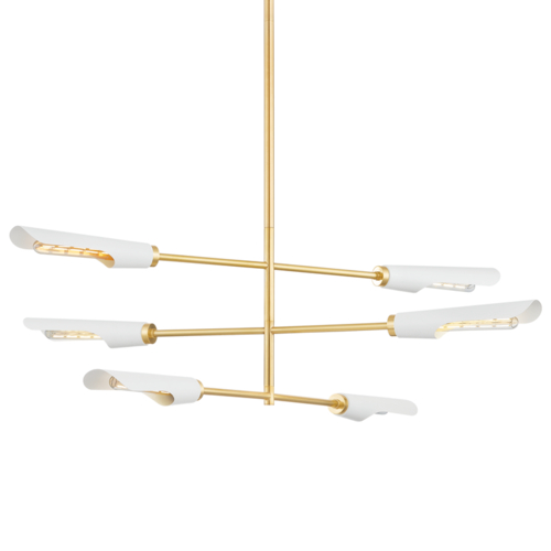 HarperRose Chandelier in Aged Brass & White by Mitzi by Hudson Valley