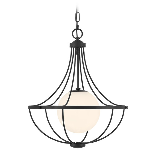 Meridian Matte Black Pendant Light with Globe Shade