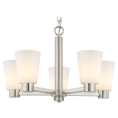 Design Classics Lighting Satin White Glass Chandelier Satin Nickel 2105-09 GL1055