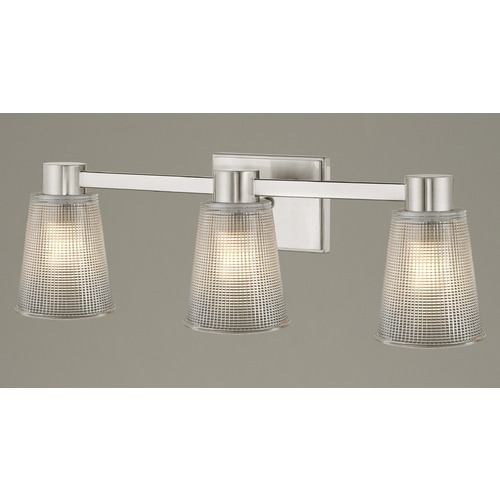 Design Classics Lighting 3-Light Prismatic Glass Bathroom Light Satin Nickel 2103-09 GL1056-FC