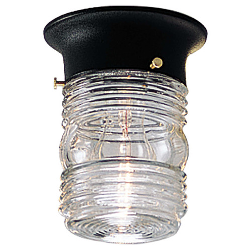 1-Light Outdoor Flush Mount from the Utility Lantern Collection in Black Finish