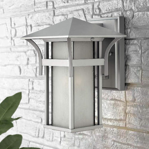Hinkley Etched Seeded Glass Outdoor Wall Light Titanium Hinkley 2570TT