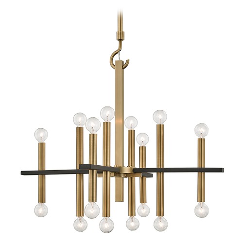 Colette Aged Brass & Black Chand lier by Mitzi by Hudson Valley