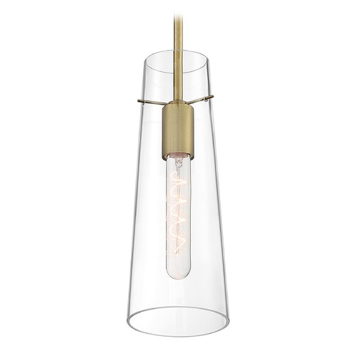 Alondra Vintage Brass Pendant with Conical Shade by Satco Lighting