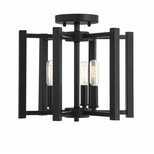 Benson 3-Light Semi-Flush Mount in Matte Black by Savoy House
