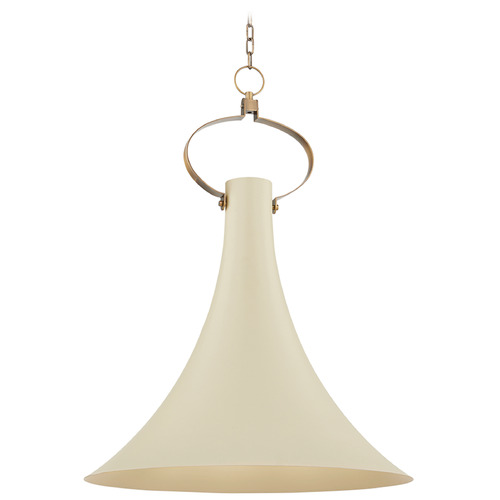 Troy Lighting Radcliff Patina Brass & Soft Sand LED Pendant Light with Bell Shade
