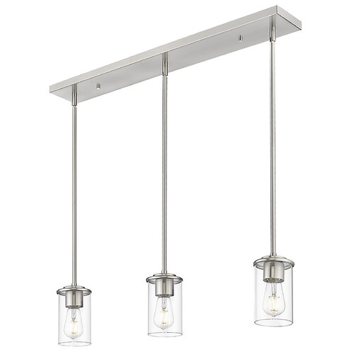 Z-Lite Thayer Brushed Nickel Multi-Light Pendant with Cylindrical Shade