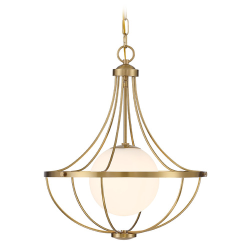 Meridian Natural Brass Pendant Light with Globe Shade