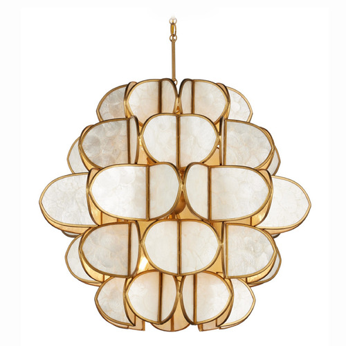 Currey and Company Galatea Natural / Brass Chandelier