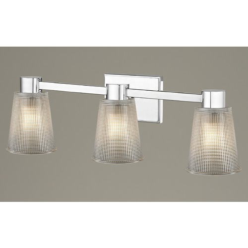 Design Classics Lighting 3-Light Prismatic Glass Bathroom Light Chrome 2103-26 GL1056-FC