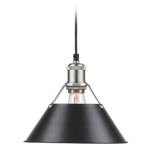 Orwell Medium Pendant in Pewter & Black by Golden Lighting