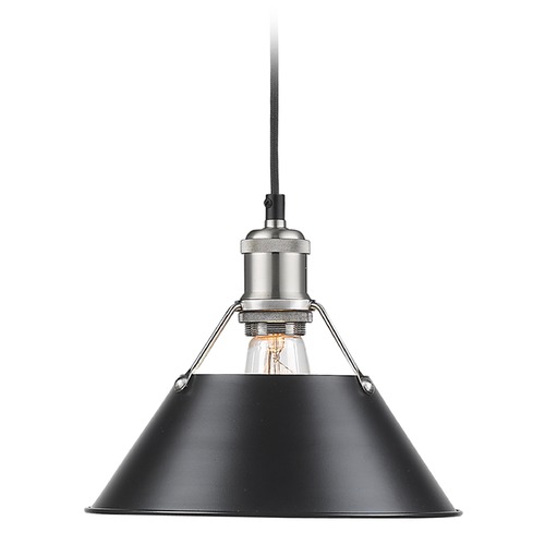 Golden Lighting Orwell Medium Pendant in Pewter & Black by Golden Lighting 3306-M PW-BLK