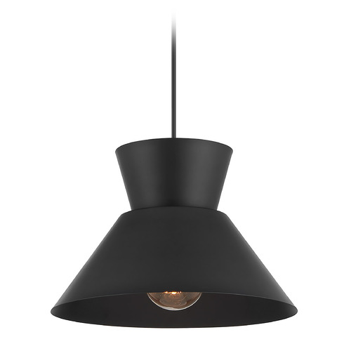 Meridian Matte Black Pendant Light with Conical Shade