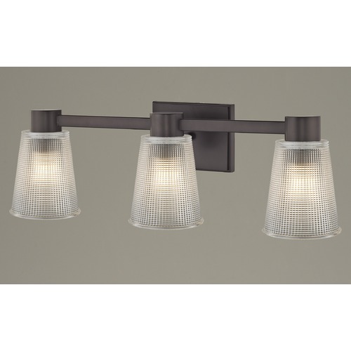 Design Classics Lighting 3-Light Prismatic Glass Bathroom Light Bronze 2103-220 GL1056-FC