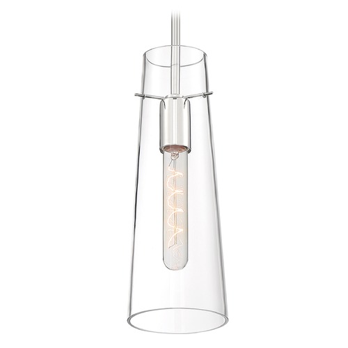 Alondra Polished Nickel Pendant with Conical Shade by Satco Lighting