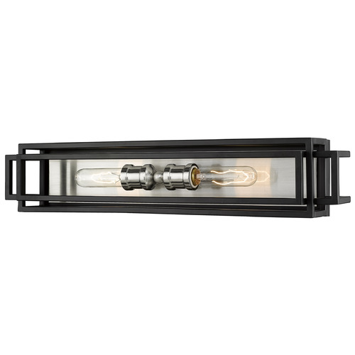 Z-Lite Titania Black & Brushed Nickel Vertical Bathroom Light by Z-Lite 454-2V-BK-BN