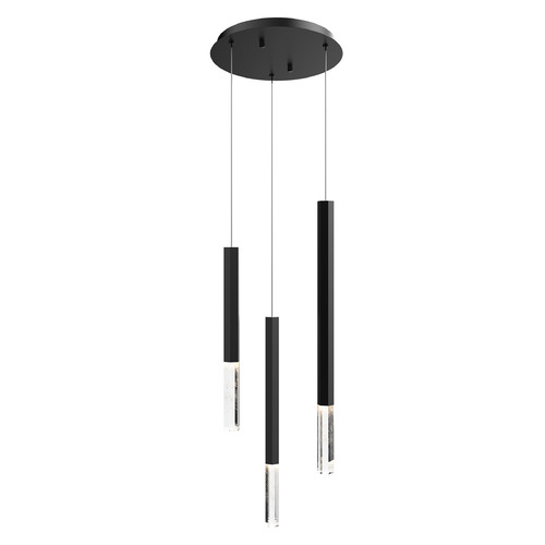 Diaphane 3-Light LED Pendant in Black with Crystal by ET2 Lighting