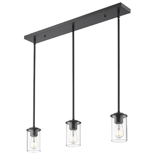 Z-Lite Thayer Matte Black Multi-Light Pendant with Cylindrical Shade