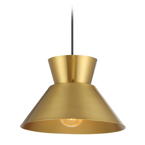 Meridian Meridian Natural Brass Pendant Light with Conical Shade M7049NB