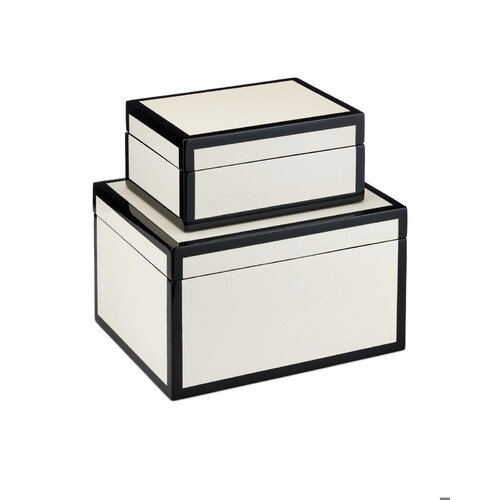 Ivory Lacquer Box Set of 2 by Currey & Company