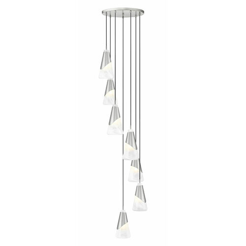 Z-Lite Z-Lite Aimie Brushed Nickel Multi-Light Pendant with Conical Shade 828P6-7R-BN