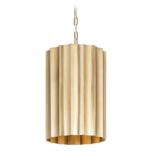 Maxim Lighting Allegra Weathered Brass Pendant Light with Scalloped Shade