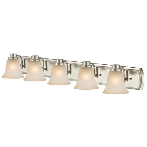 Alabaster Glass 5-Light Bathroom Light in Satin Nickel