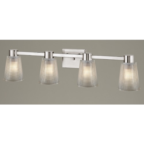 Design Classics Lighting 4-Light Prismatic Glass Bathroom Light Satin Nickel 2104-09 GL1056-FC