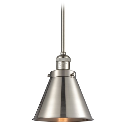 Innovations Lighting Innovations Lighting Appalachian Brushed Satin Nickel Mini-Pendant Light with Conical Shade 201S-SN-M13-SN