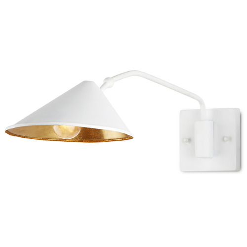 Currey and Company Lighting Serpa Single Swing-Arm Wall Sconce in White by Currey & Company 5000-0205